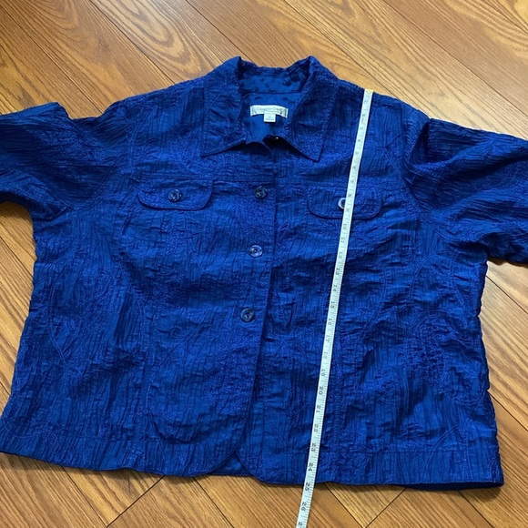 Coldwater Creek will men’s blue crinkle taffeta embroidered jacket button up - Picture 10 of 13